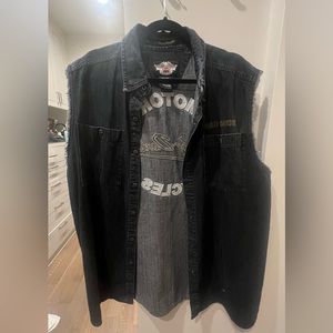 Harley-Davidson Black Vest Jean Jacket XL Men